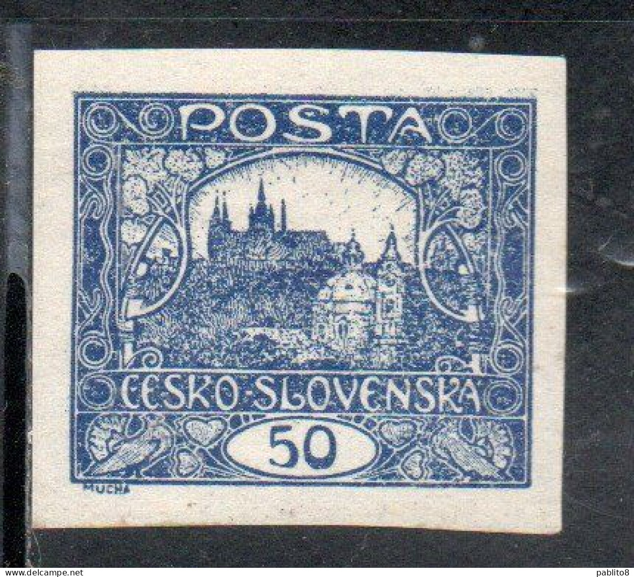 CZECH REPUBLIC REPUBBLICA CECA CZECHOSLOVAKIA CESKA CECOSLOVACCHIA 1919 HRADCANY AT PRAGUE 50h MNH - Unused Stamps