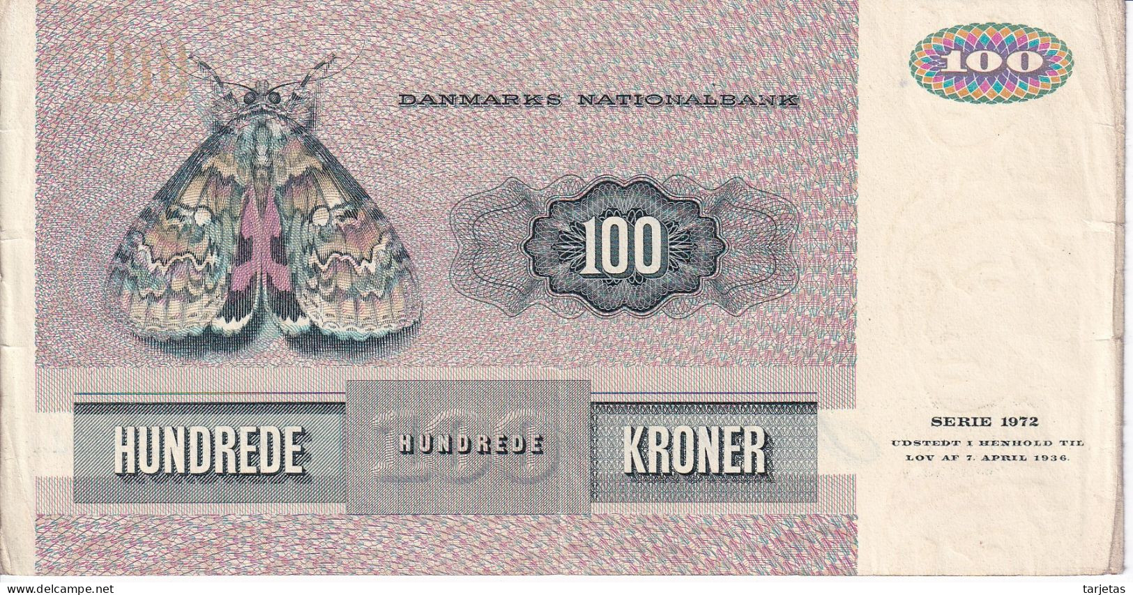 BILLETE DE DINAMARCA DE 100 KRONER DEL AÑO 1972  (BANK NOTE) - Dänemark