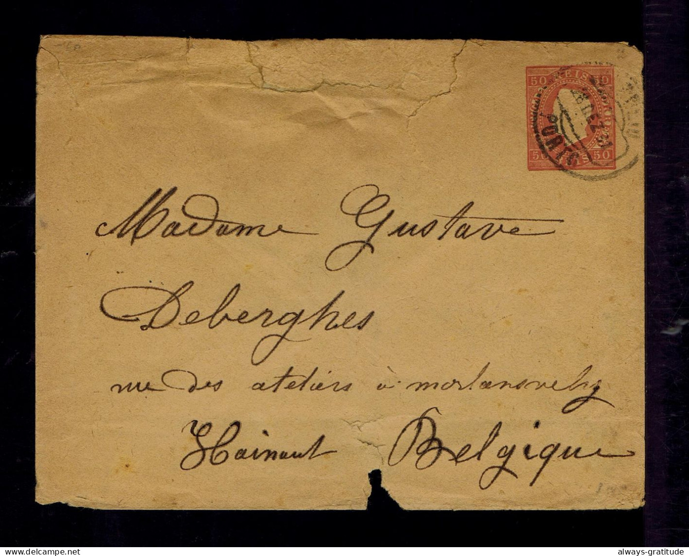 Sp9986 PORTUGAL D,LUIS 50r. Cover Postal Stationery Mailed 1891-12-29 Porto »Morlanwealz Damage - Storia Postale