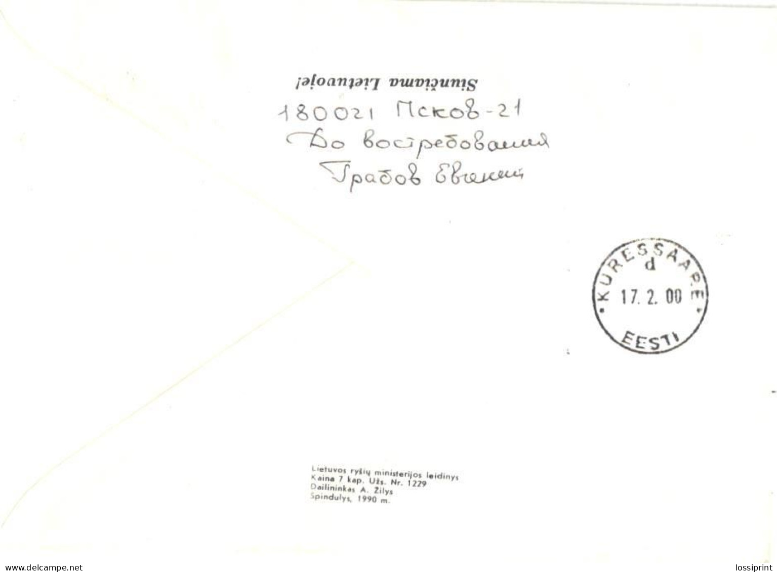 Russia:Lithuania:Cover, Vilnius 1990, Russian Stamps Motorbike And Birds, 2000 - Covers & Documents