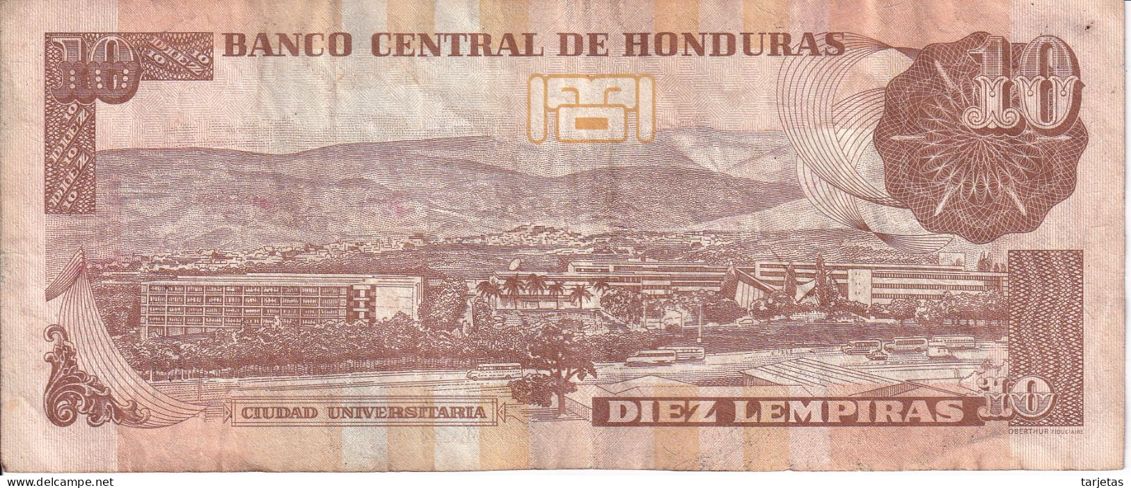 BILLETE DE HONDURAS DE 10 LEMPIRAS AÑO 2012 (BANKNOTE) - Honduras