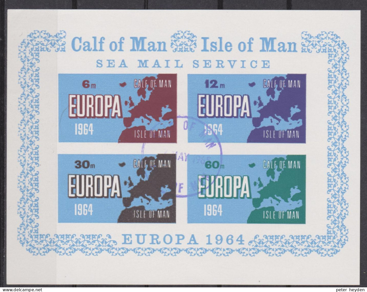 Isle Of Man CALF OF MAN Europa CEPT 1964 Imperforated S/s Cto - 1963