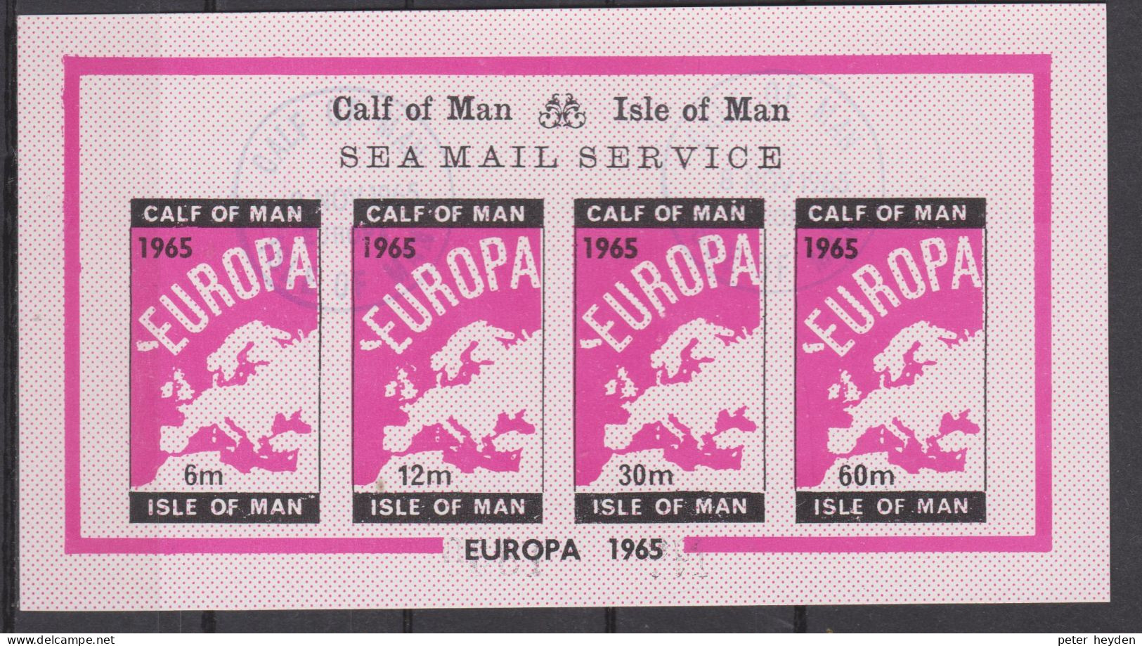 Isle Of Man CALF OF MAN Europa CEPT 1965 Imperforated S/s Cto - 1965