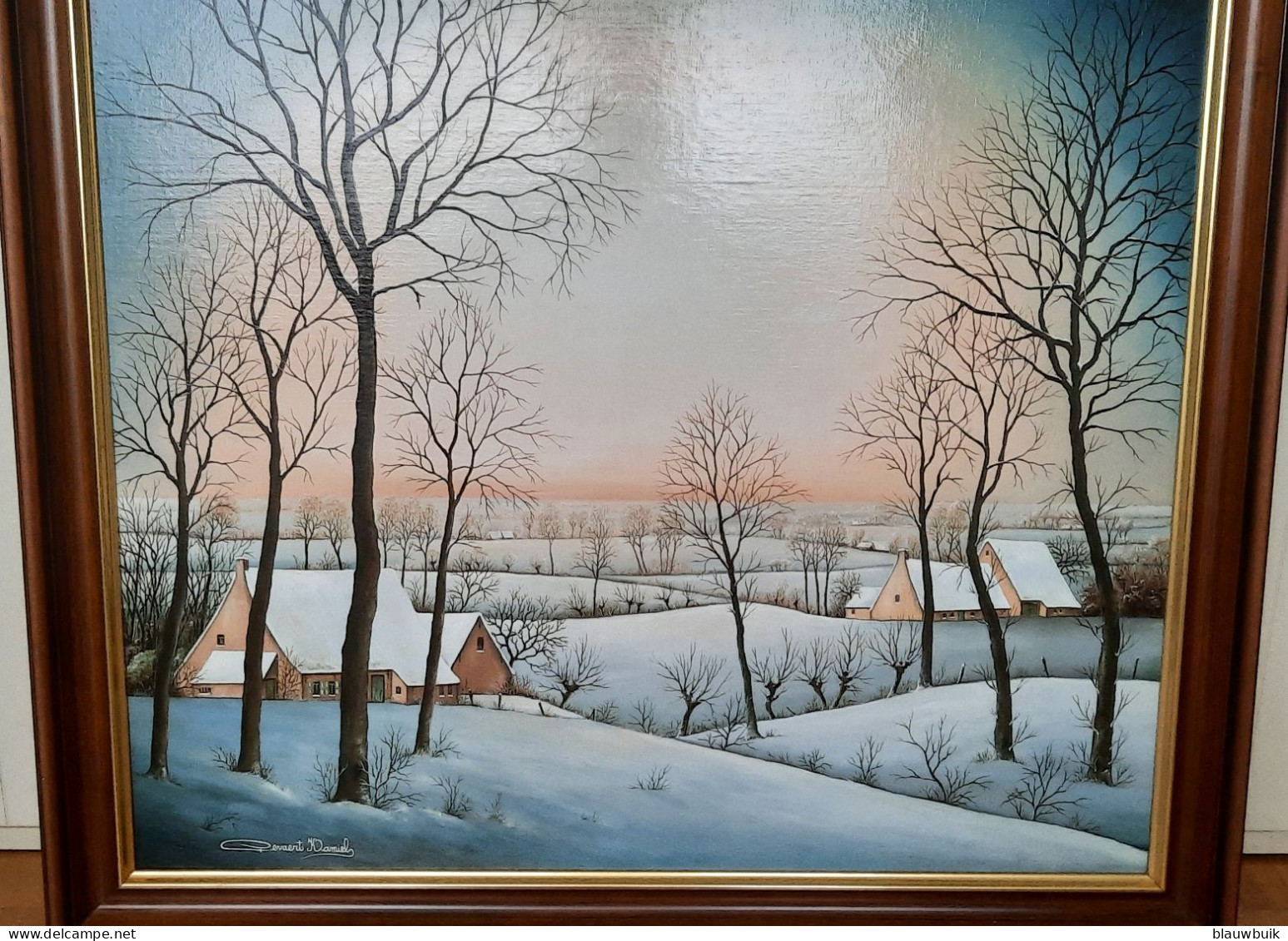 Schilderij Kamiel Gevaert Winterlandschap Jaren '80 - Olieverf