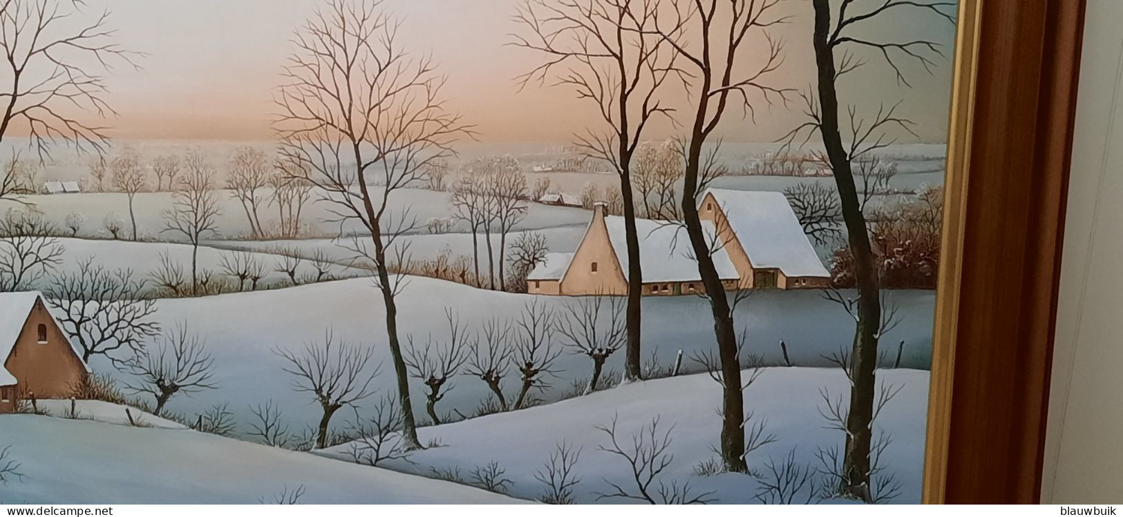 Schilderij Kamiel Gevaert Winterlandschap Jaren '80 - Oelbilder