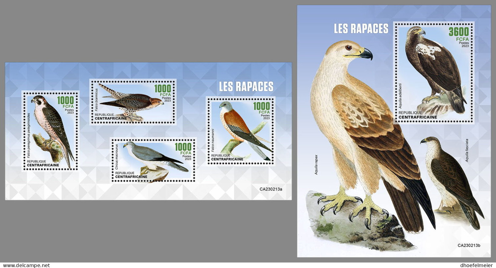 CENTRAL AFRICAN 2023 MNH Birds Of Prey Greifvögel Raubvögel Rapaces M/S+S/S - OFFICIAL ISSUE - DHQ2340 - Aigles & Rapaces Diurnes