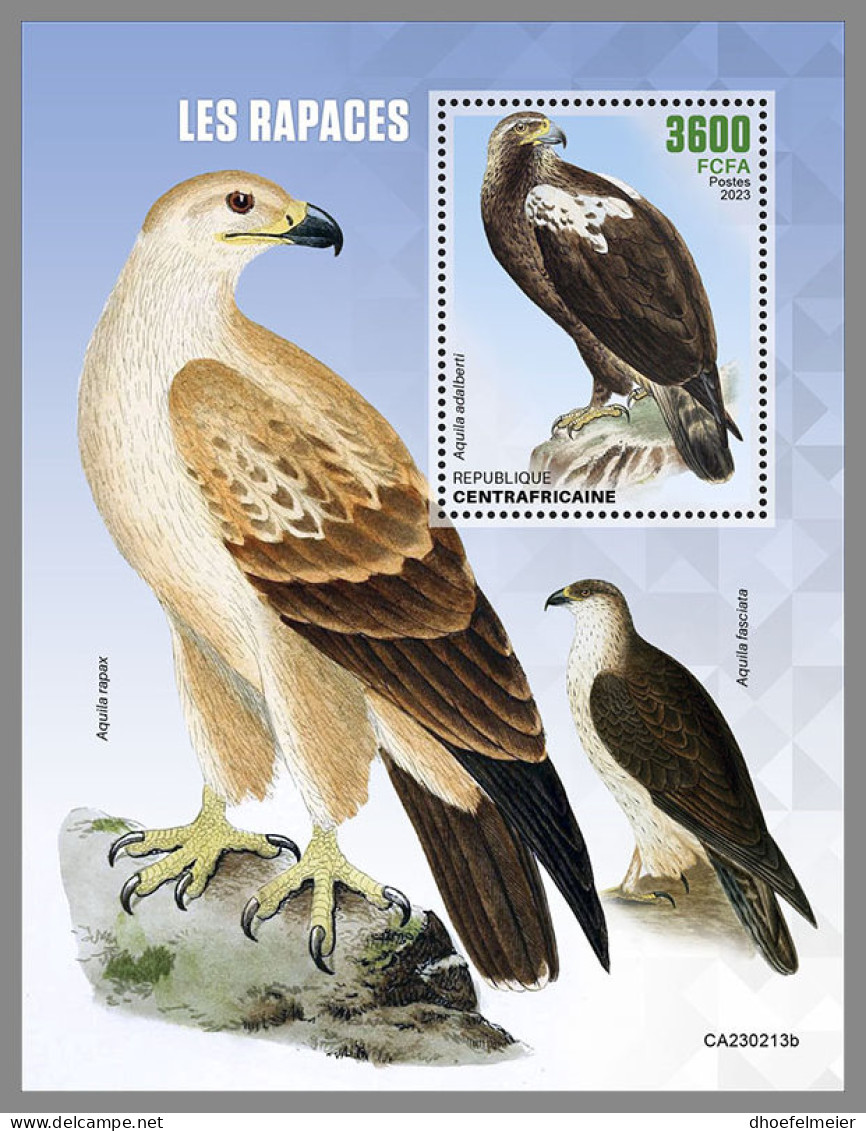 CENTRAL AFRICAN 2023 MNH Birds Of Prey Greifvögel Raubvögel Rapaces S/S - IMPERFORATED - DHQ2340 - Aigles & Rapaces Diurnes