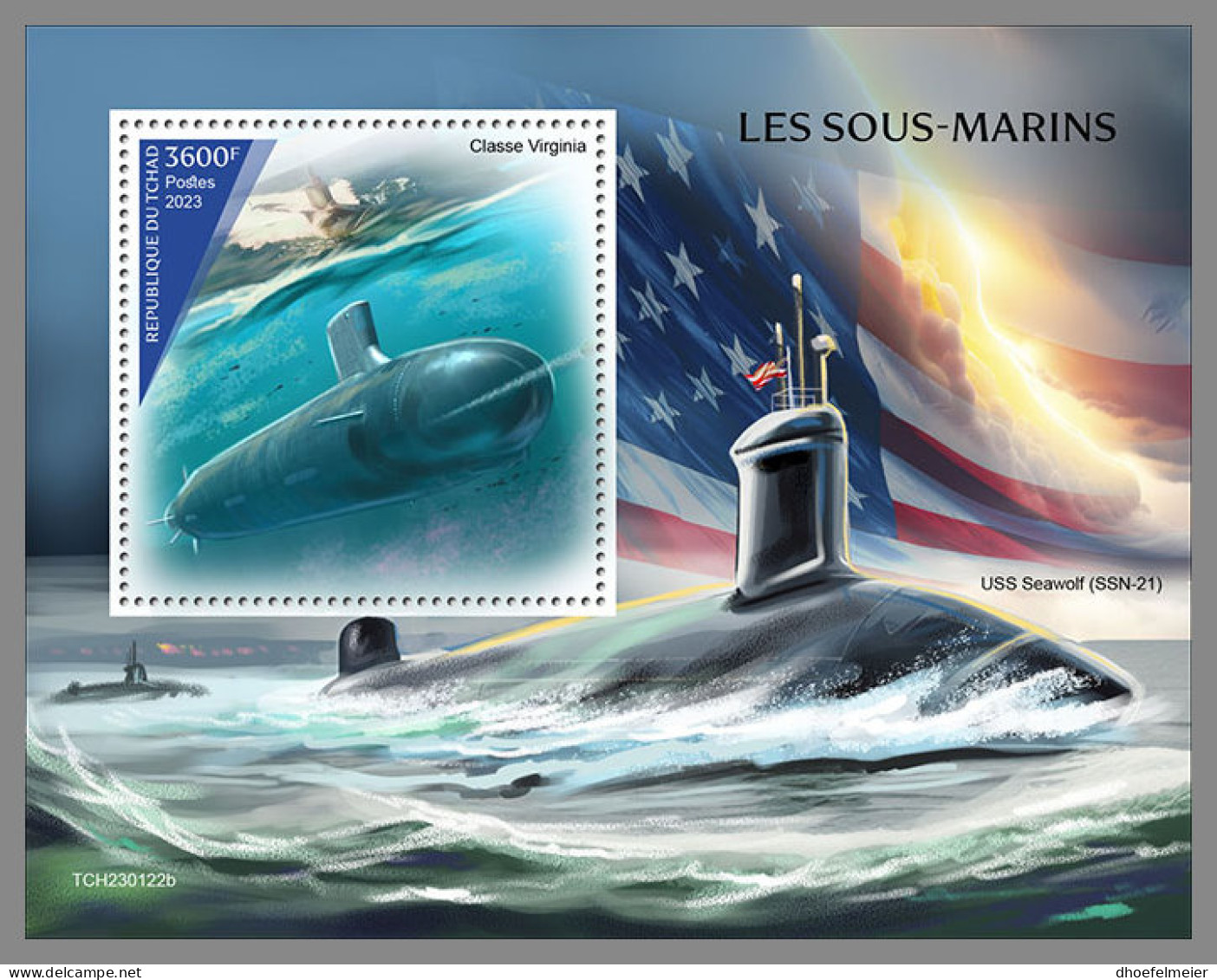 CHAD 2023 MNH Submarines U-Boote Sous-marins S/S - IMPERFORATED - DHQ2340 - Duikboten