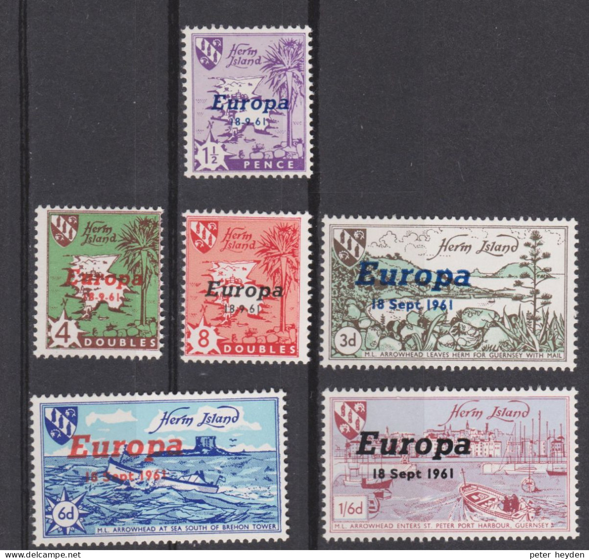 HERM Island 1961 Europa CEPT Overprint MNH Set ~ Ships, Maps - 1961