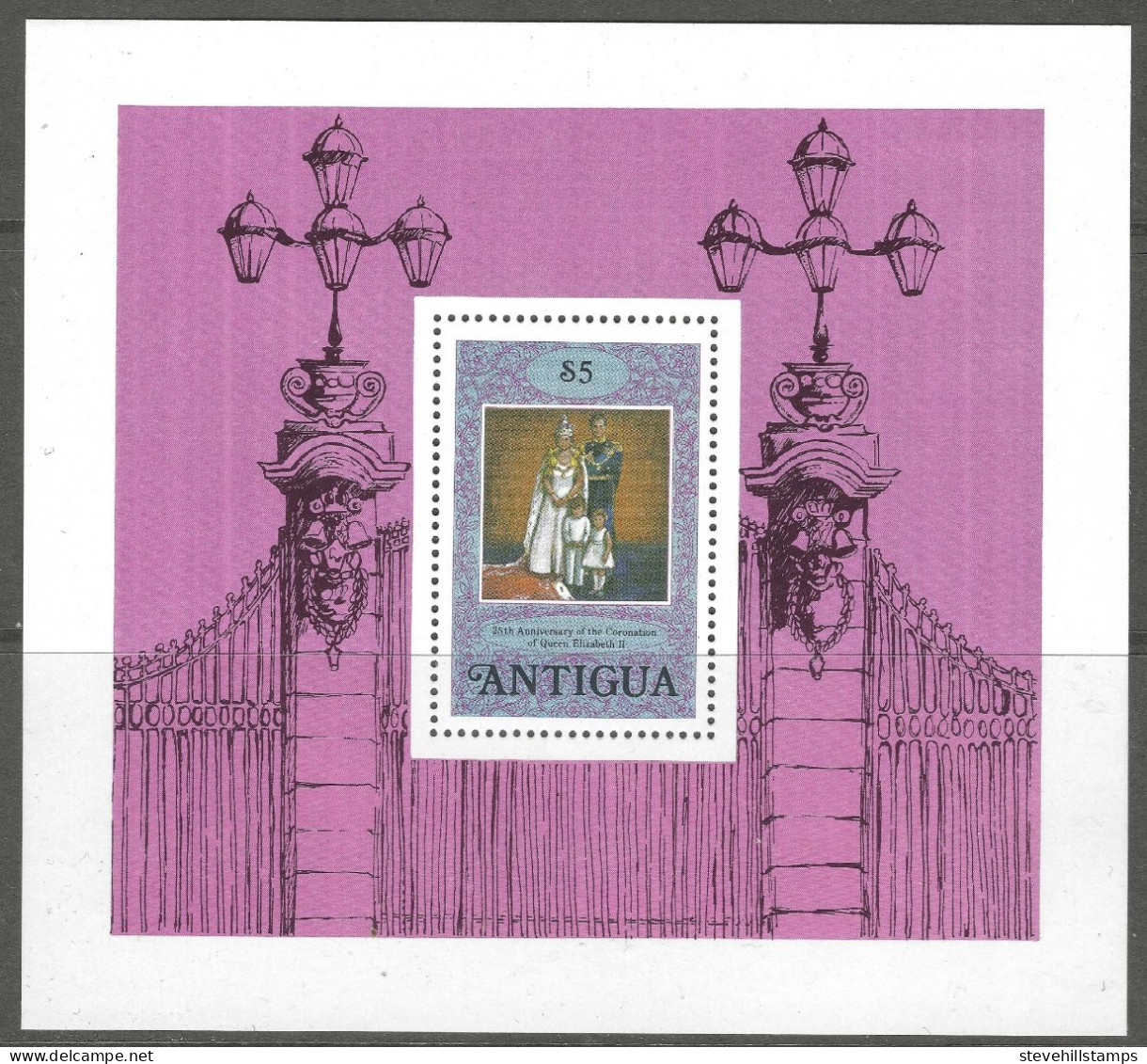 Antigua. 1978 25th Anniv Of Coronation. $5 MH Miniature Sheet. SG MS 586 - 1960-1981 Ministerial Government
