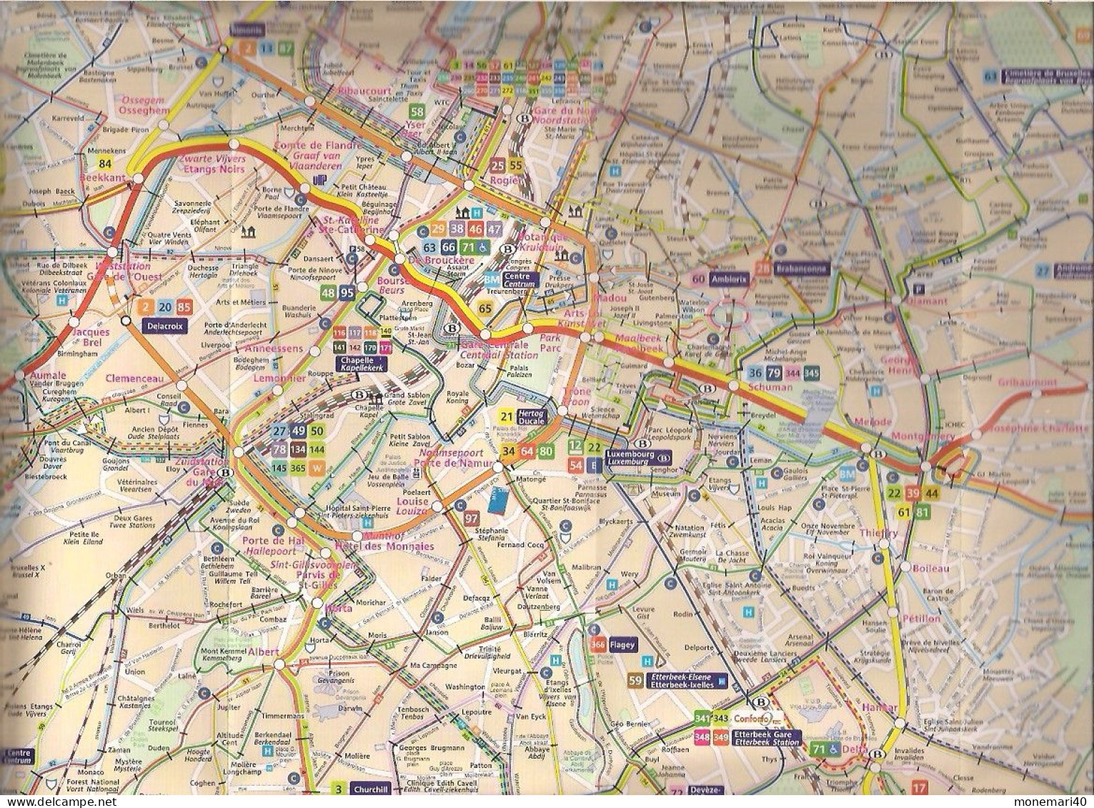 STIB (SOCIÉTÉ DES TRANSPORTS INTERCOMMUNAUX DE BRUXELLES) - PLAN - 2008.