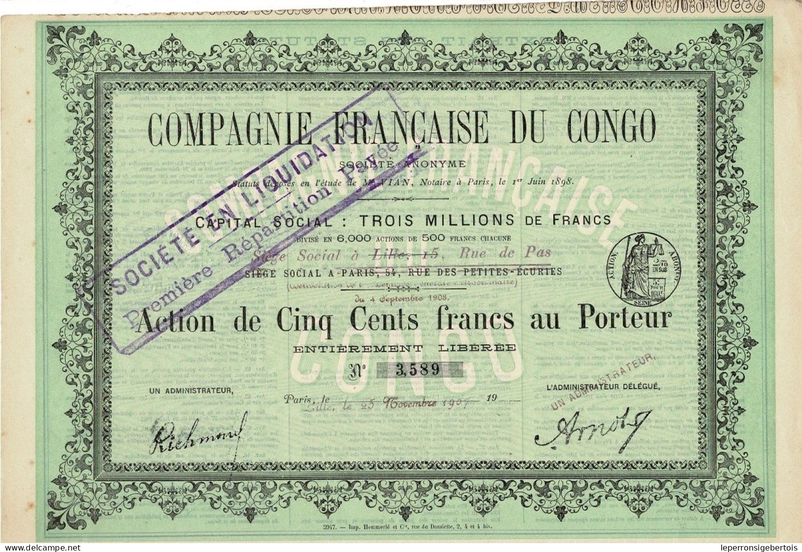 Titre De 1907 - Compagnie Française Du Congo - Africa