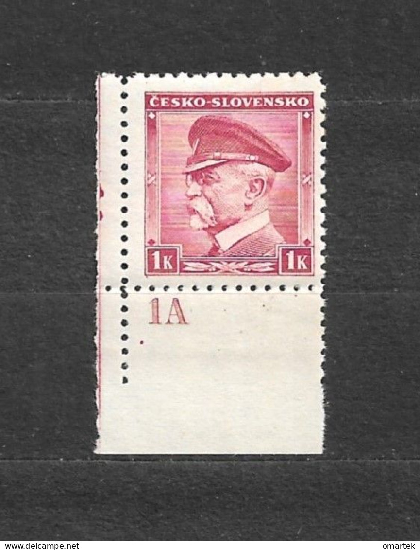 Czechoslovakia 1939 MNH ** Mi 406 (A1 B.u.M.) Sc 256 T.G.Masaryk CESKO - SLOVENSKO. Plate N°1A. Tschechoslowakei. C4 - Unused Stamps