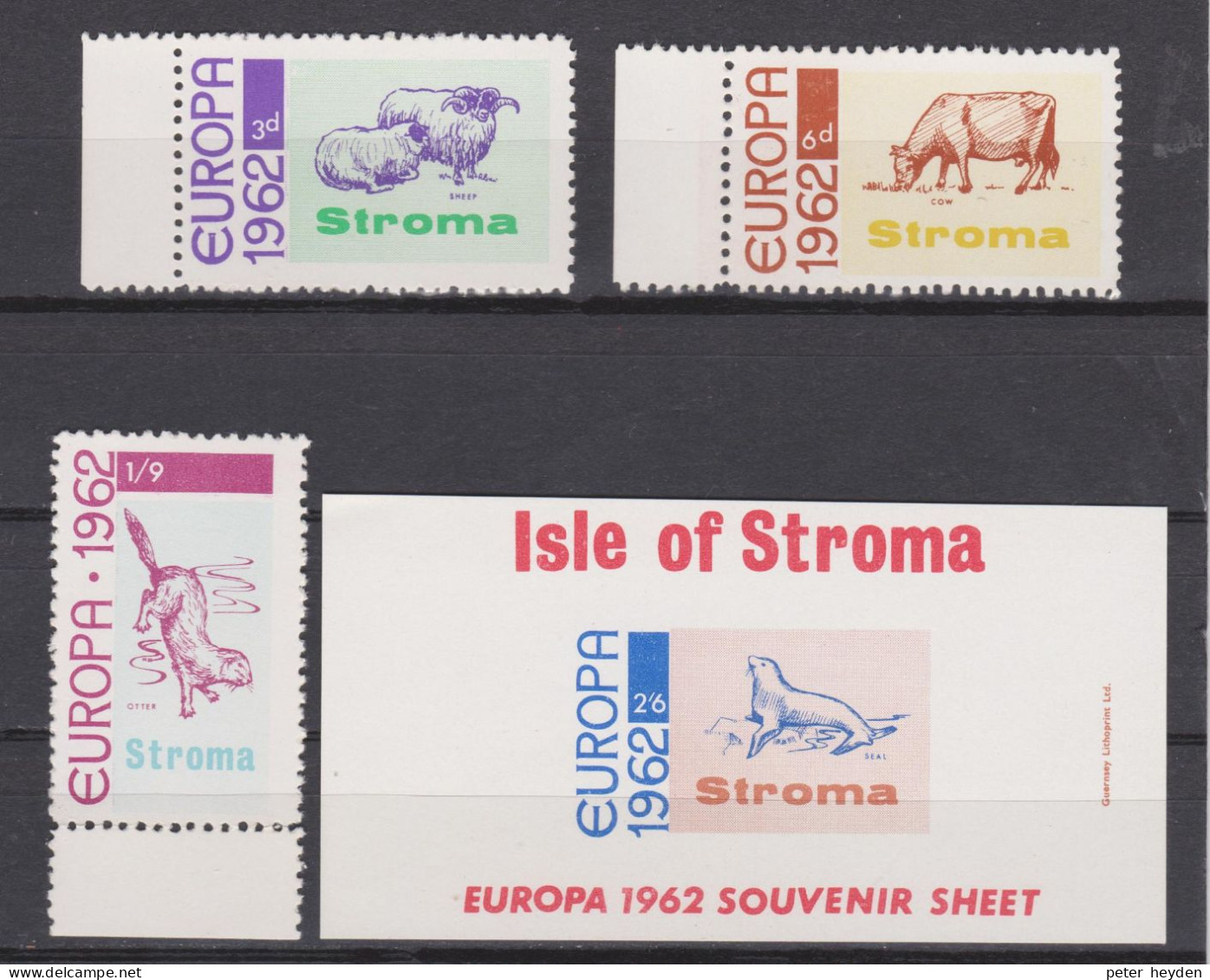 Isle Of STROMA 1962 Europa CEPT MNH Set + S/s ~ Sheep, Cow, Seal - 1962