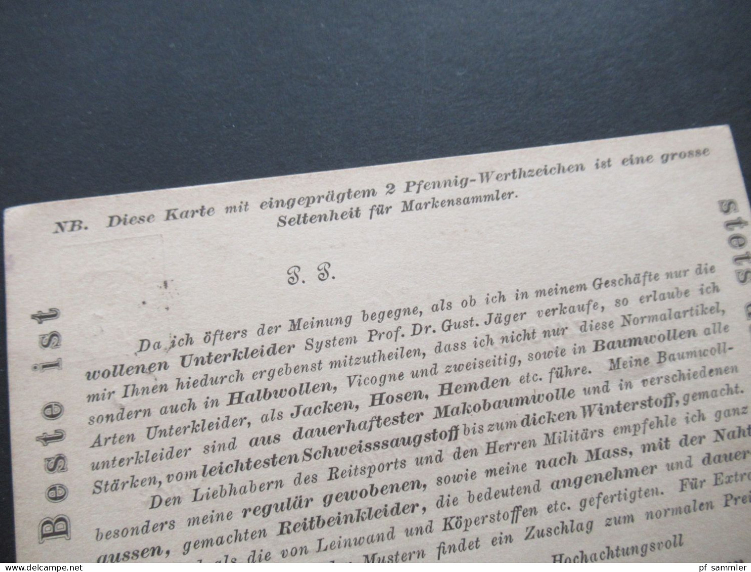 Alteutschland Württemberg 19.3.1895 GA / Drucksache / Bedruckte PK Gotthold Maute Benger Stuttgart Als Orts PK - Ganzsachen