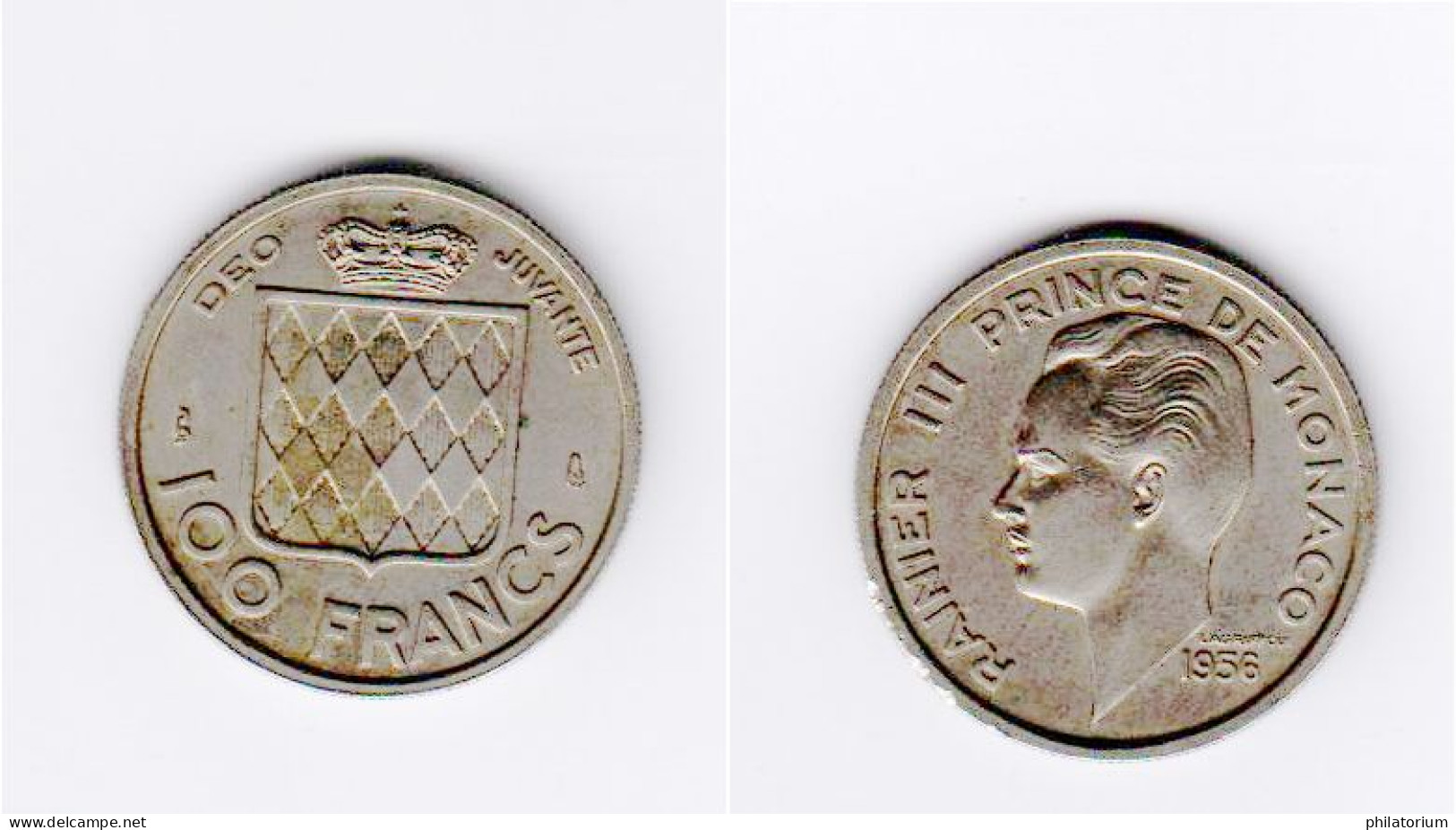 Monaco 100 Francs 1956, Rainier III,  KM# 134, Gad# 143 - 1949-1956 Alte Francs