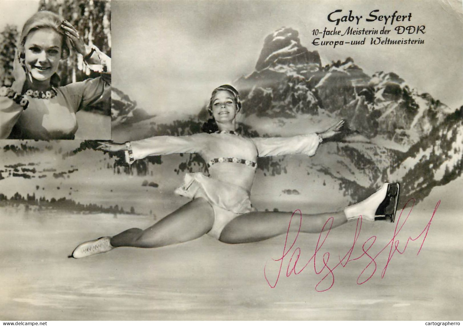 Germany Figure Ice Skating GABY SEYFERT Autograph Signature Postcard - Eiskunstlauf