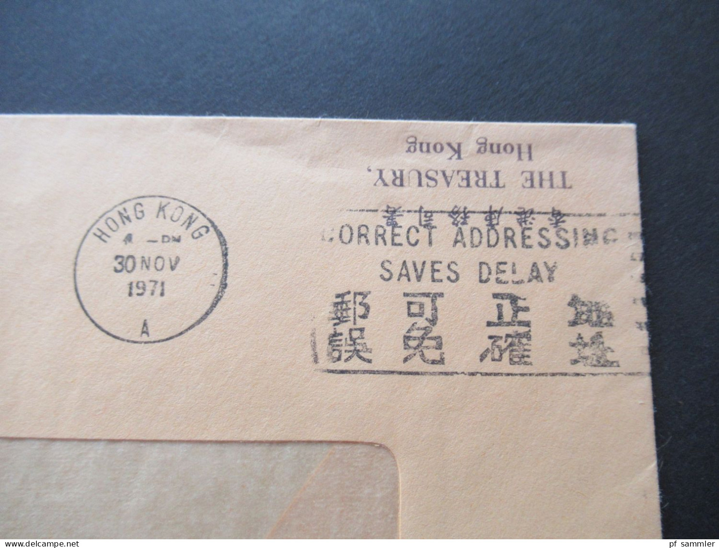 30.11.1971 GB Kolonie Hong Kong OHMS Umschlag / The Treasury Hong Kong / Property Tax Demand - Brieven En Documenten