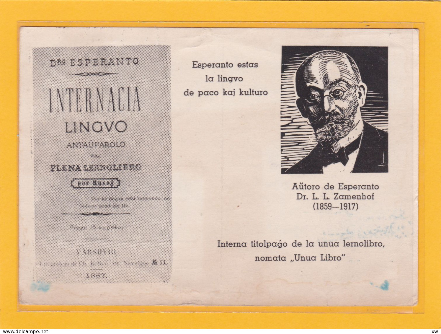 ESPERANTO ESTAS LA LINGVO DE PACO KAJ KULTURO - AUTORO DE ESPERANTO Dr L.L. ZAMENHOF - A 2917 /18 - Esperanto