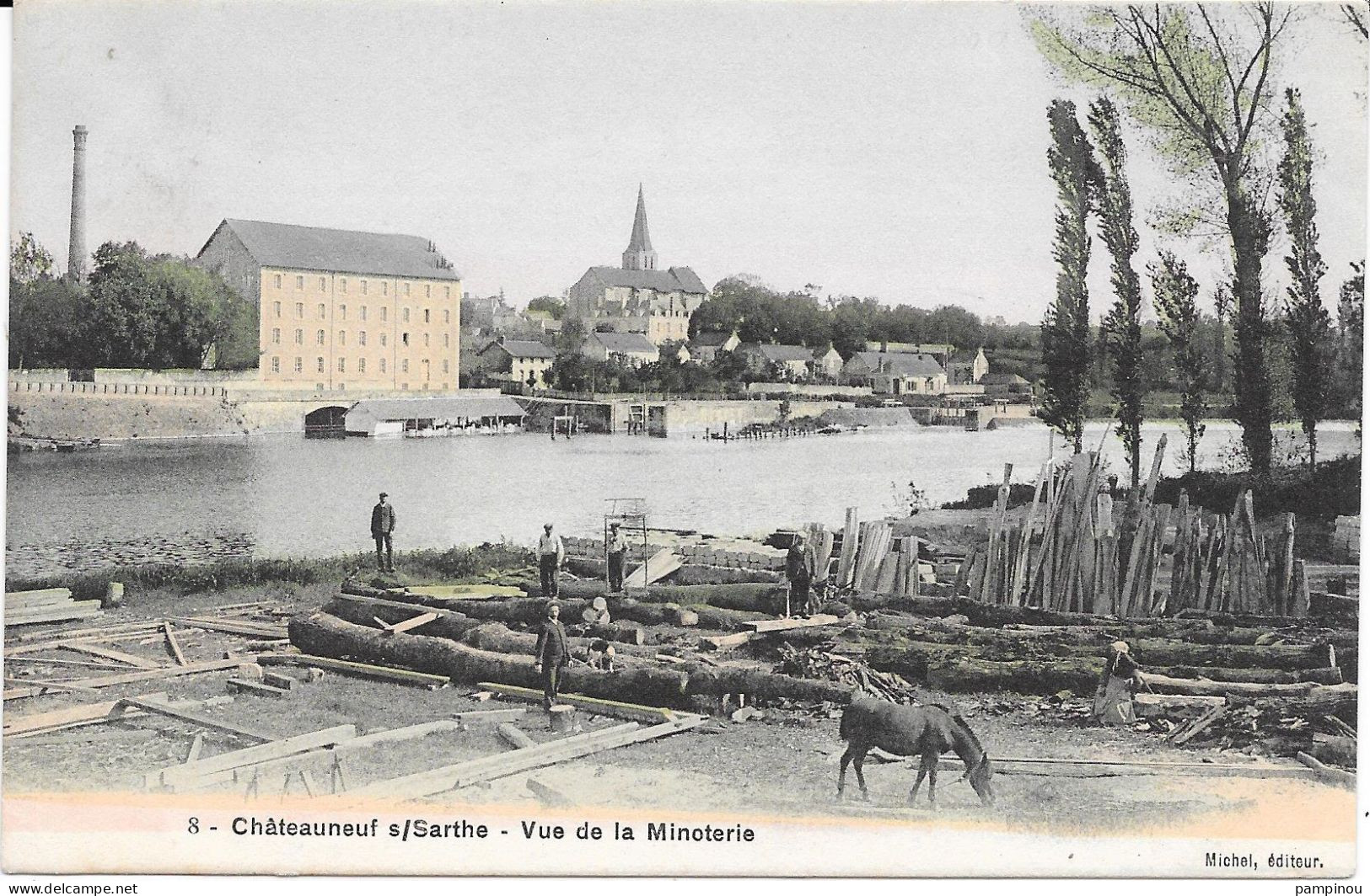 49 CHATEAUNEUF SUR SARTHE - Vue De La Minoteire - Animée - Bucherons - Chateauneuf Sur Sarthe