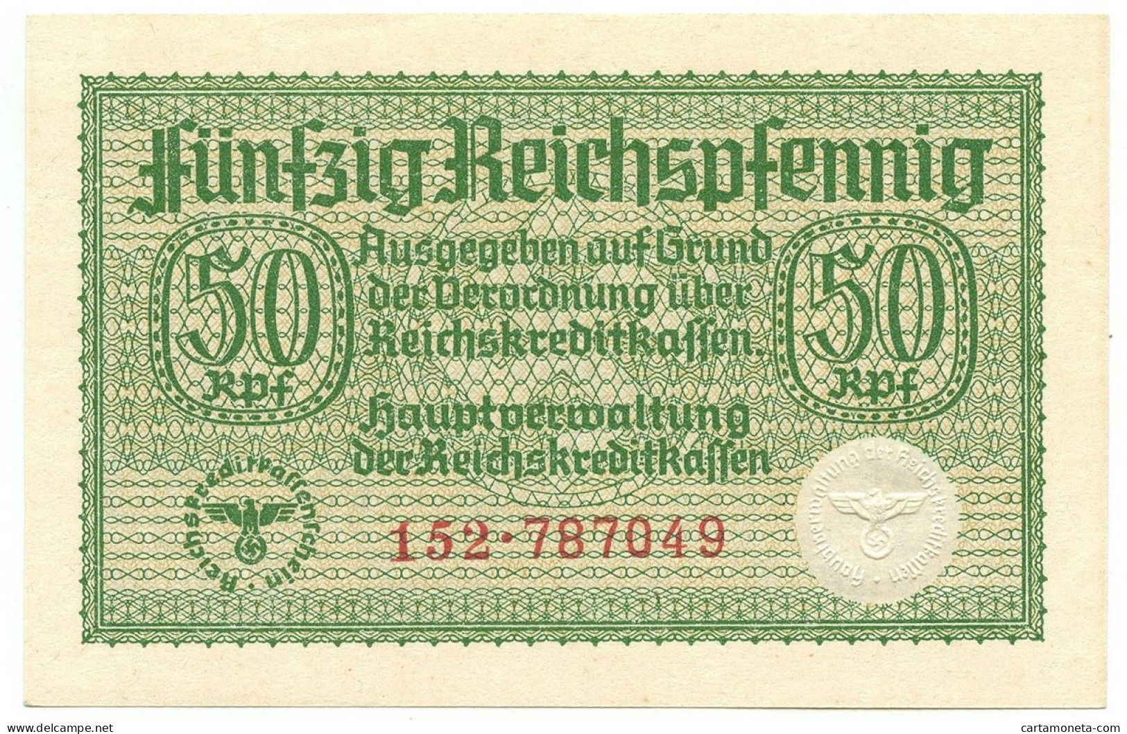 50 REICHSPFENNIG OCCUPAZIONE TEDESCA IN ITALIA REICHSBANK 1943 FDS-/FDS - Occupazione Alleata Seconda Guerra Mondiale