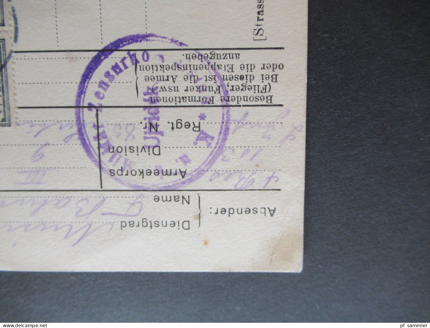 Ungarn Feldpost 1.WK 1916 Dienstgrad: Musiker Mit Zensurstempel / Frankiert Mit 5er Streifen 1 Filler Marken - Lettres & Documents