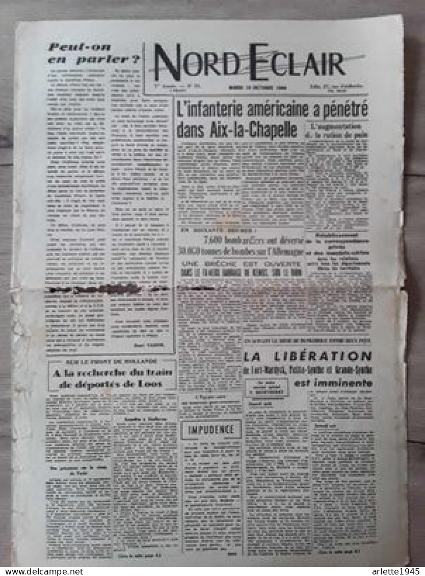 JOURNAL NORD ECLAIR N° 31  MARDI 10 OCTOBRE    1944 - 1939-45
