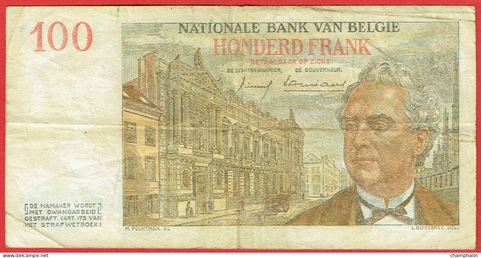 Belgique - Billet De 100 Francs - Léopold Ier - 1er Juillet 1959 - P129c - 100 Francos