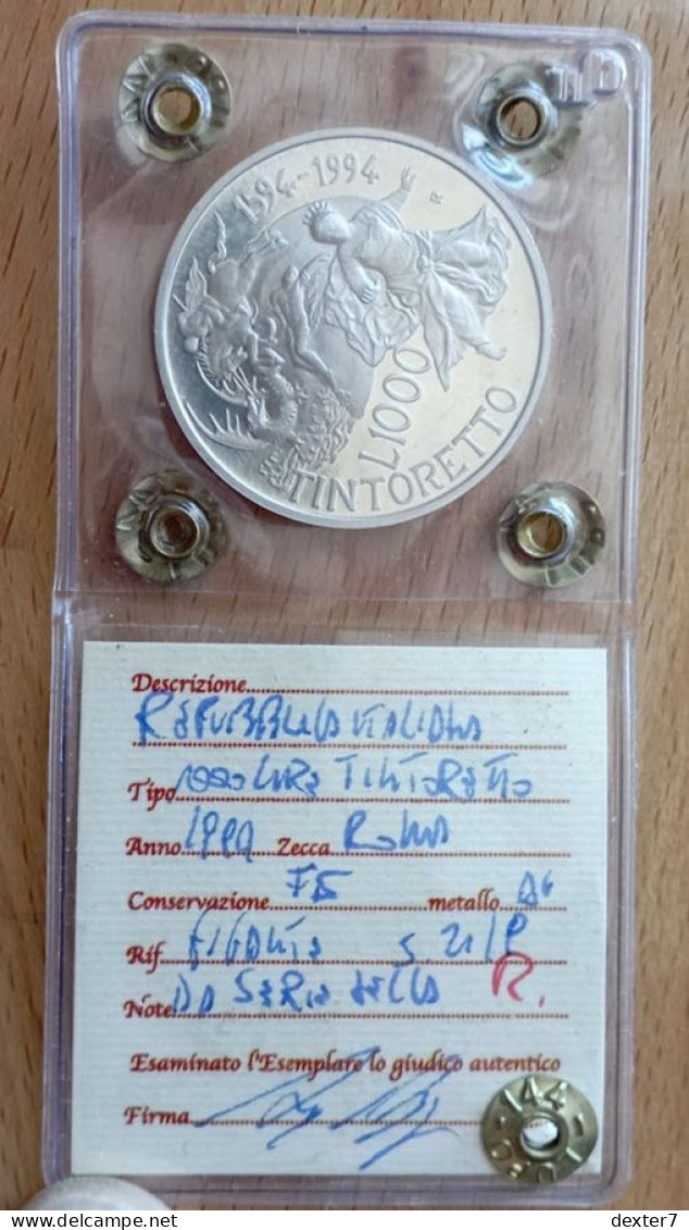 1994  Tintoretto 500 Lire PROOF FS - 0,39 Oz Of Pure Silver - 500 Liras