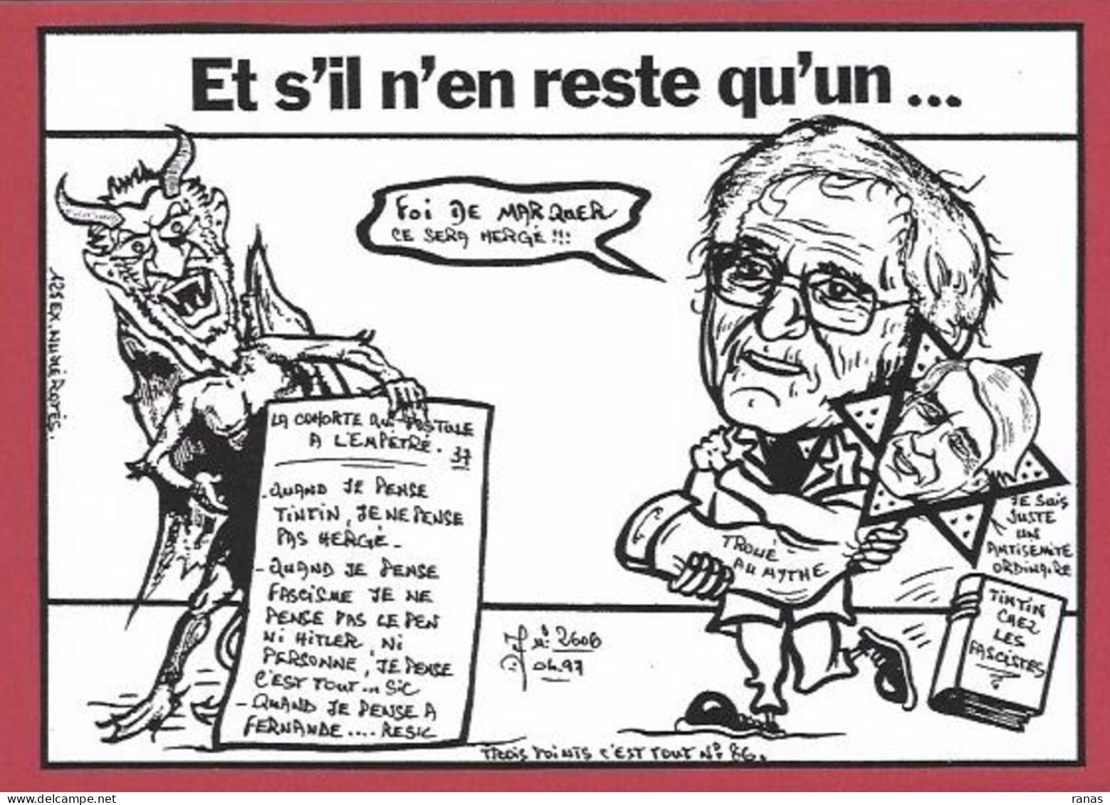 CPM Hérgé Tintin Vu Par Jihel Tirage Signé 125 Exemplaires Numérotés Signés Antisémitisme Marquer Franc Maçonnerie - Hergé