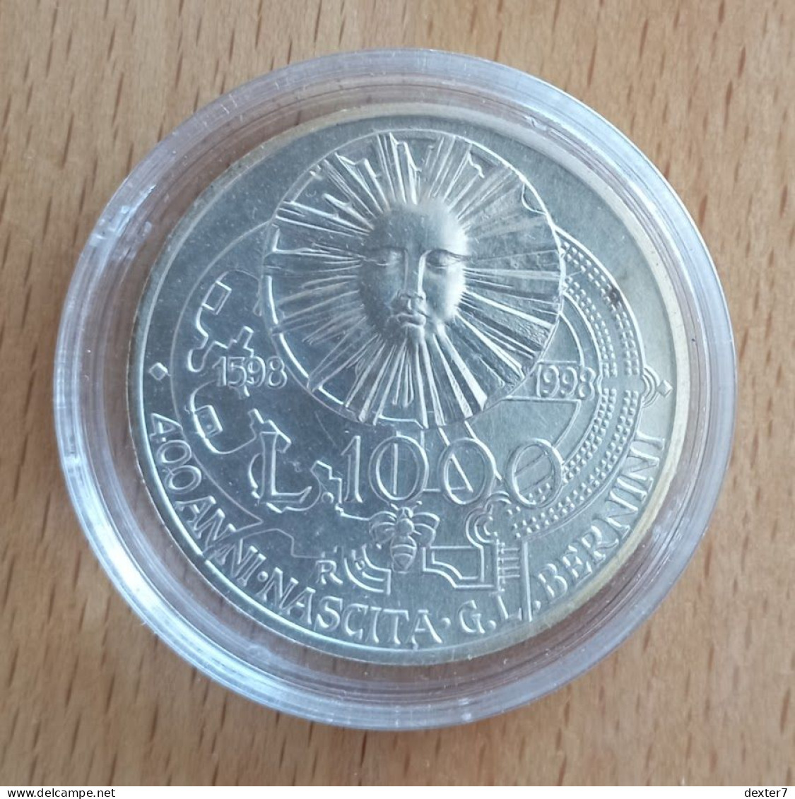 1998 Bernini 1.000 Lire UNC 1000 - 0,39 Oz Of Pure Silver - 500 Liras