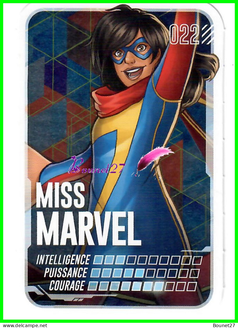 Carte Leclerc " MARVEL " 2022 - N° 22 MISS MARVEL Brillante  - Marvel