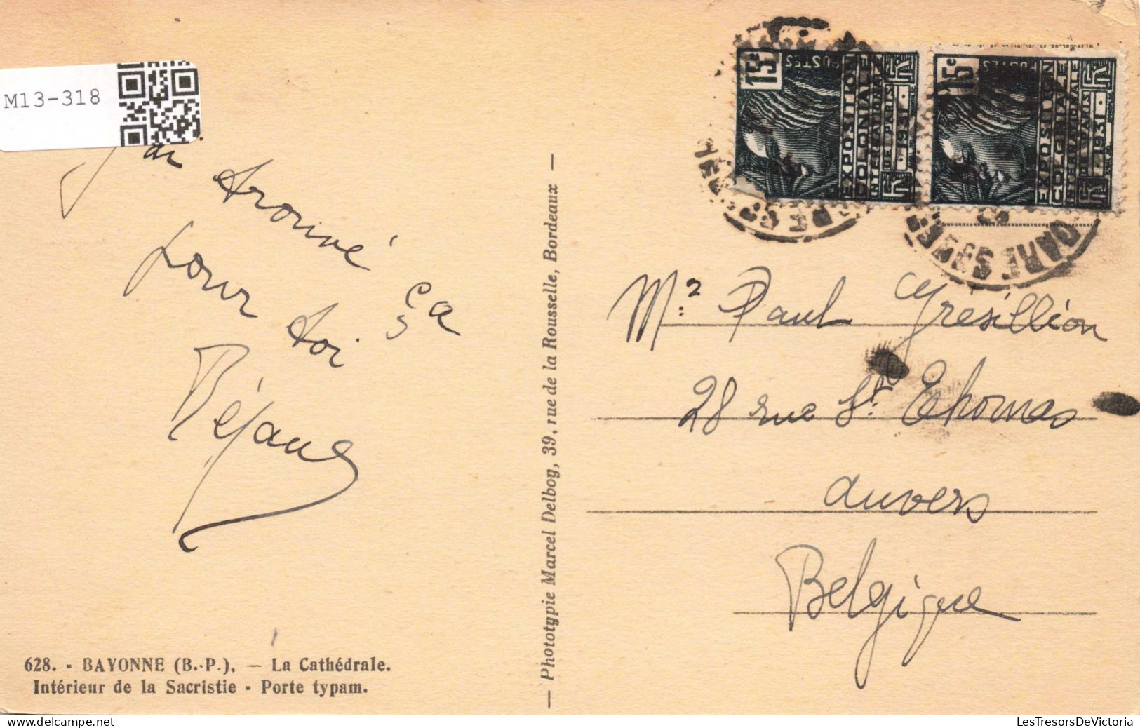FRANCE - Bayonne - La Cathédrale - Intérieur De La Sacristie - Porte Typam - Carte Postale Ancienne - Bayonne