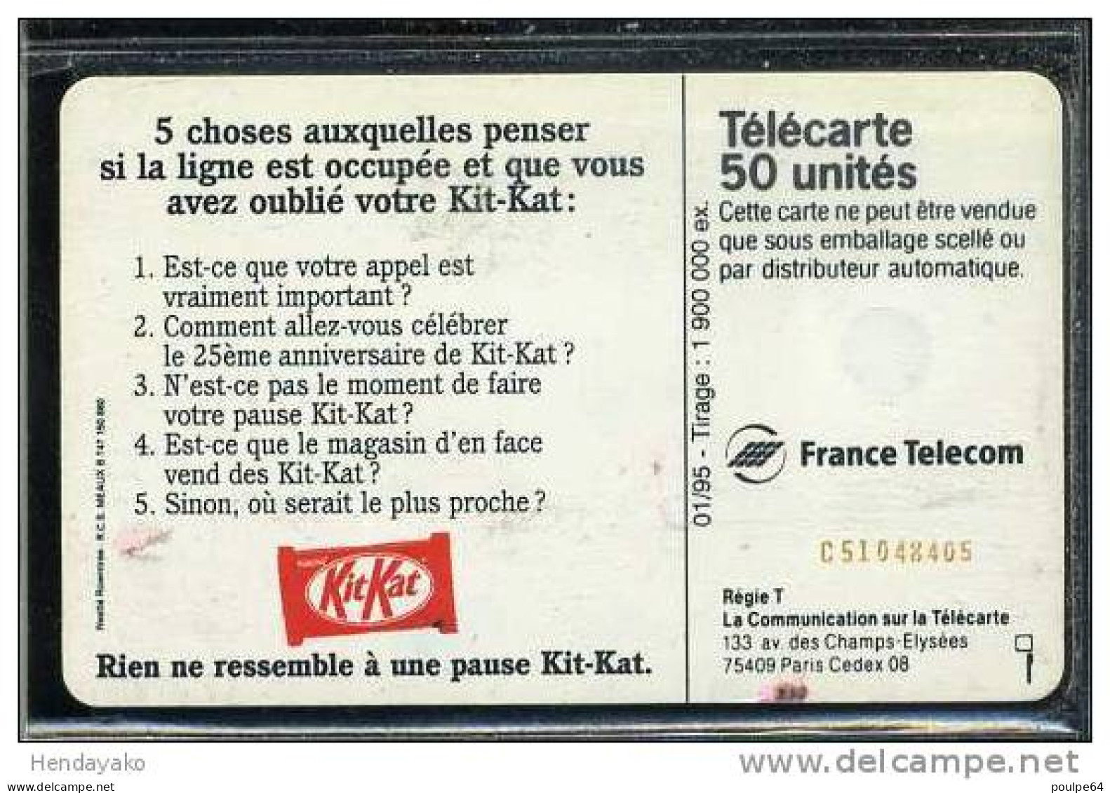 F0538A  01/1995 KIT-KAT  50 SC7 - 1995