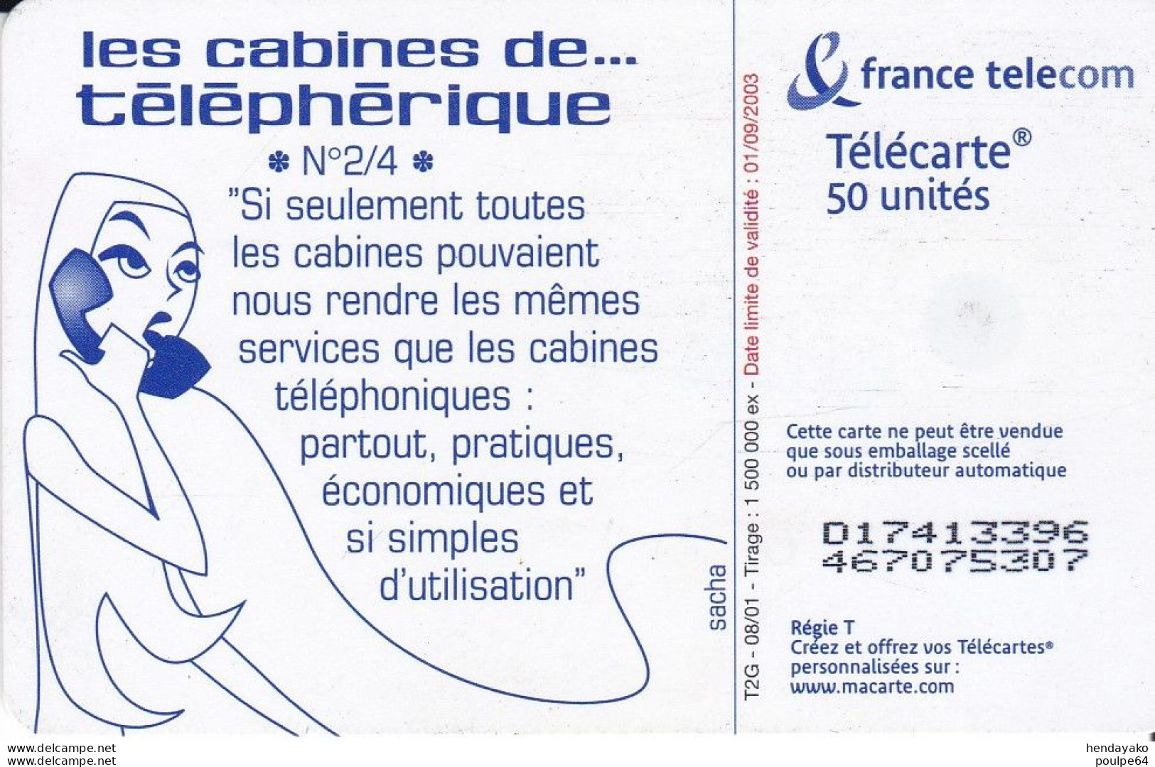F1170  08/2001 CABINE DE TÉLÉPHÉRIQUE  50 OB2 - 2001