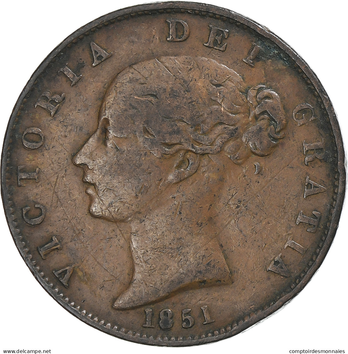 Grande-Bretagne, Victoria, 1/2 Penny, 1851, TB+, Cuivre, KM:726 - C. 1/2 Penny