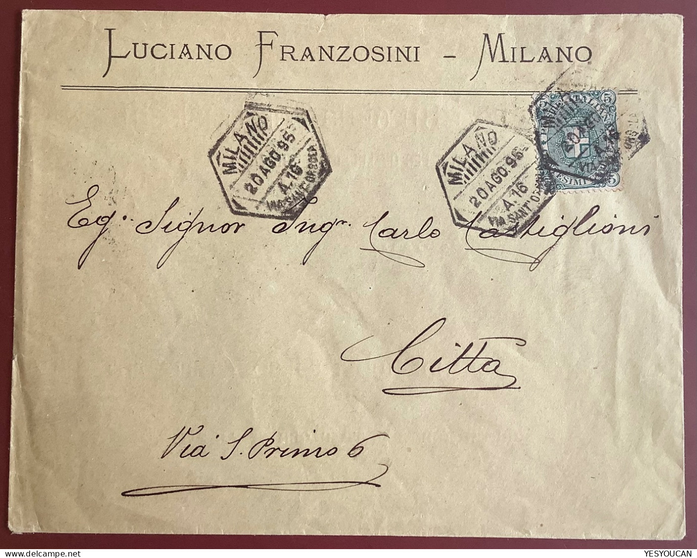 R ! Agenzie Postali MILANO A16 VIA SANT’ORGOLA 1895lettera Illustrata Regno D’ Italia Umberto (illustrated Cover Italy - Marcophilie