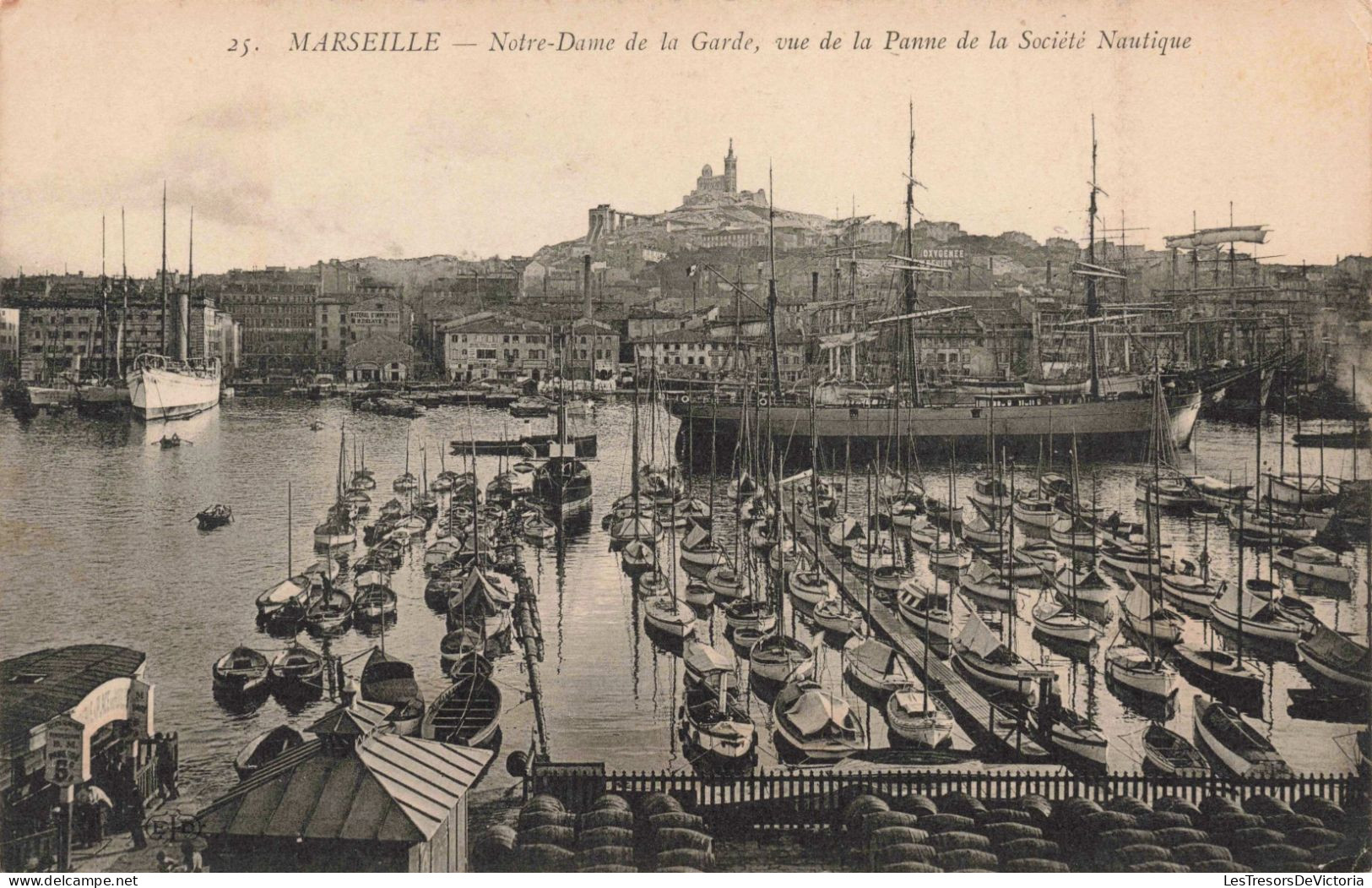 FRANCE - Marseille - Notre Dame De La Garde, Vue De La Panne De La Société Nautique - Carte Postale Ancienne - Notre-Dame De La Garde, Lift En De Heilige Maagd
