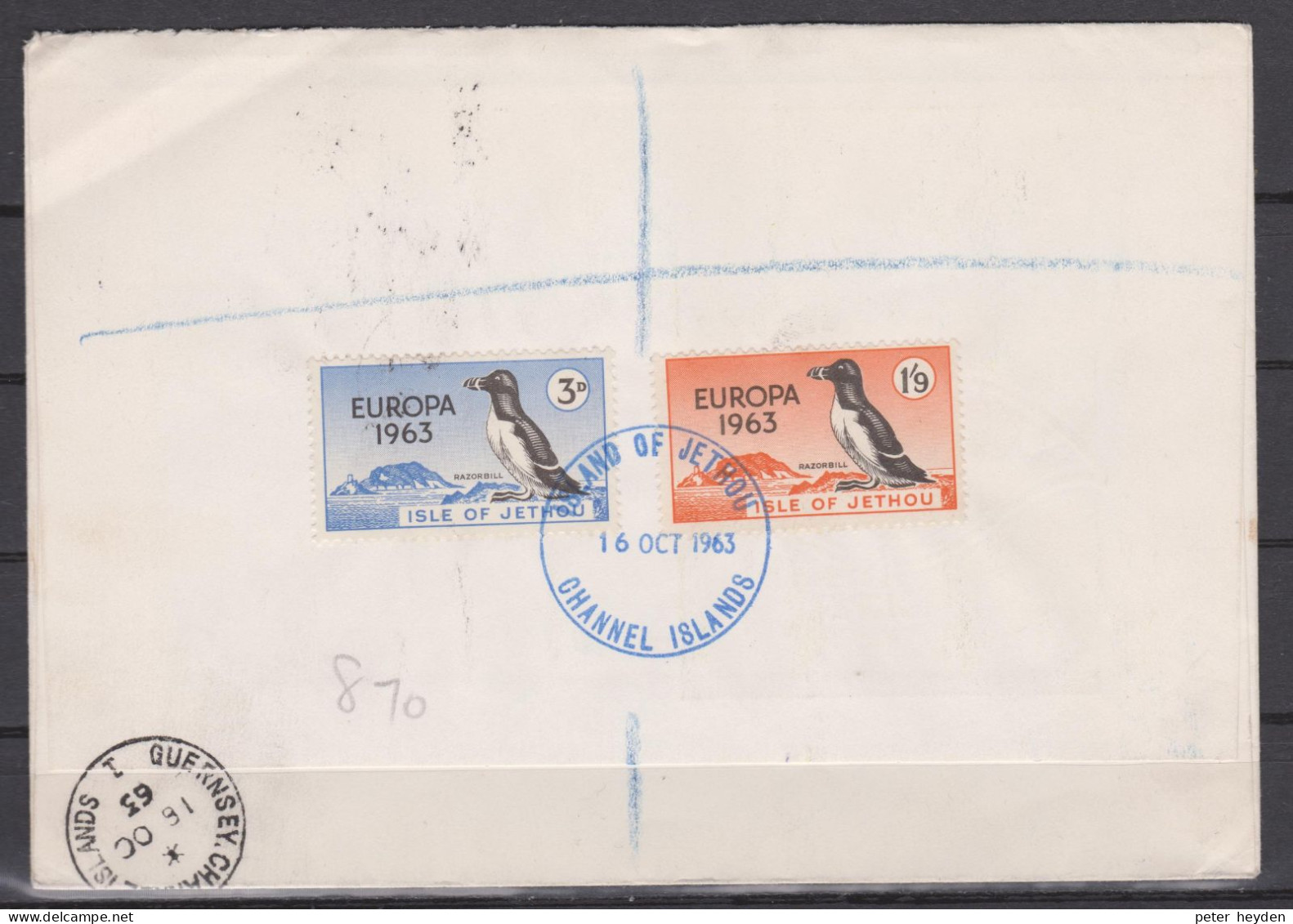 Isle Of JETHOU 1963 Europa CEPT On Guernsey Registered FDC With GB 1963 UPU Postal Conference And Red Cross  ~ Puffin - 1963