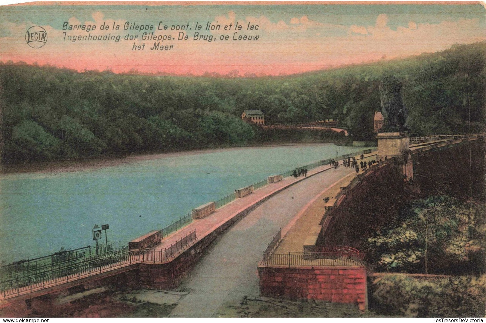 BELGIQUE - Gileppe - Barrage De La Gileppe - Le Pont - Le Lion Et Le Lac - Colorisé - Carte Postale Ancienne - Gileppe (Barrage)