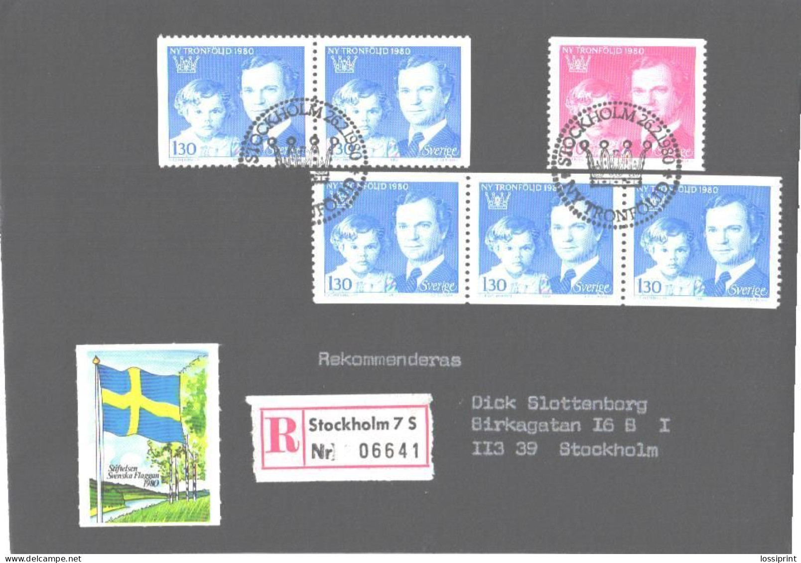 Sweden:FDC, Registered Letter NY Tronföljd, King, 1980 - Cartas & Documentos