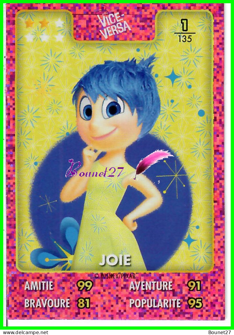 Carte Auchan Disney Pixar 2015 - VICE VERSA - N°1 JOIE Brillante - Disney