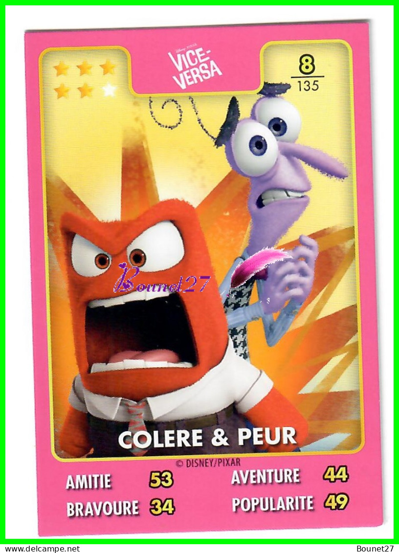 Carte Auchan Disney Pixar 2015 - VICE VERSA - N°8 COLERE ET PEUR - Disney