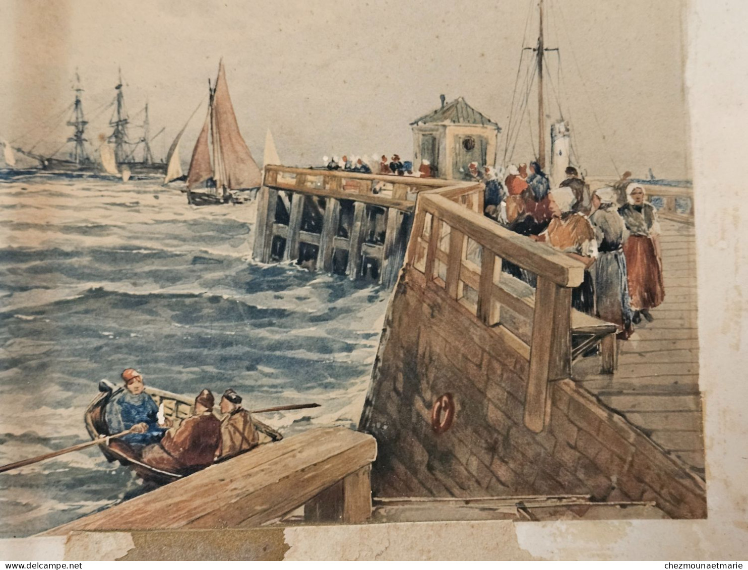 GRAVURE? Entrance to Calais Harbour and Pier, 1891 PAR HARDY ENTREE DANS LE PORT