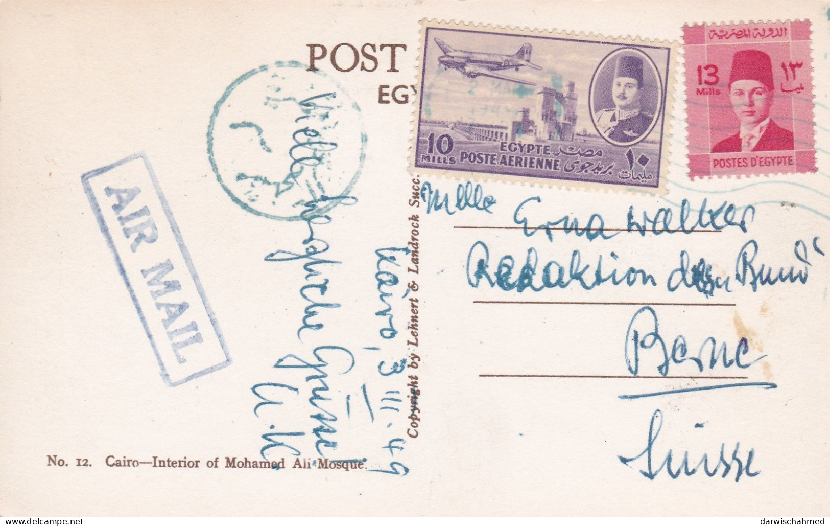 ÄGYPTEN - EGYPT- DYNAS - ÄGYPTOLOGIE- MOHAMED ALY MOUSCHEE - POST CARD- TO SWIZERLAND - Sphinx