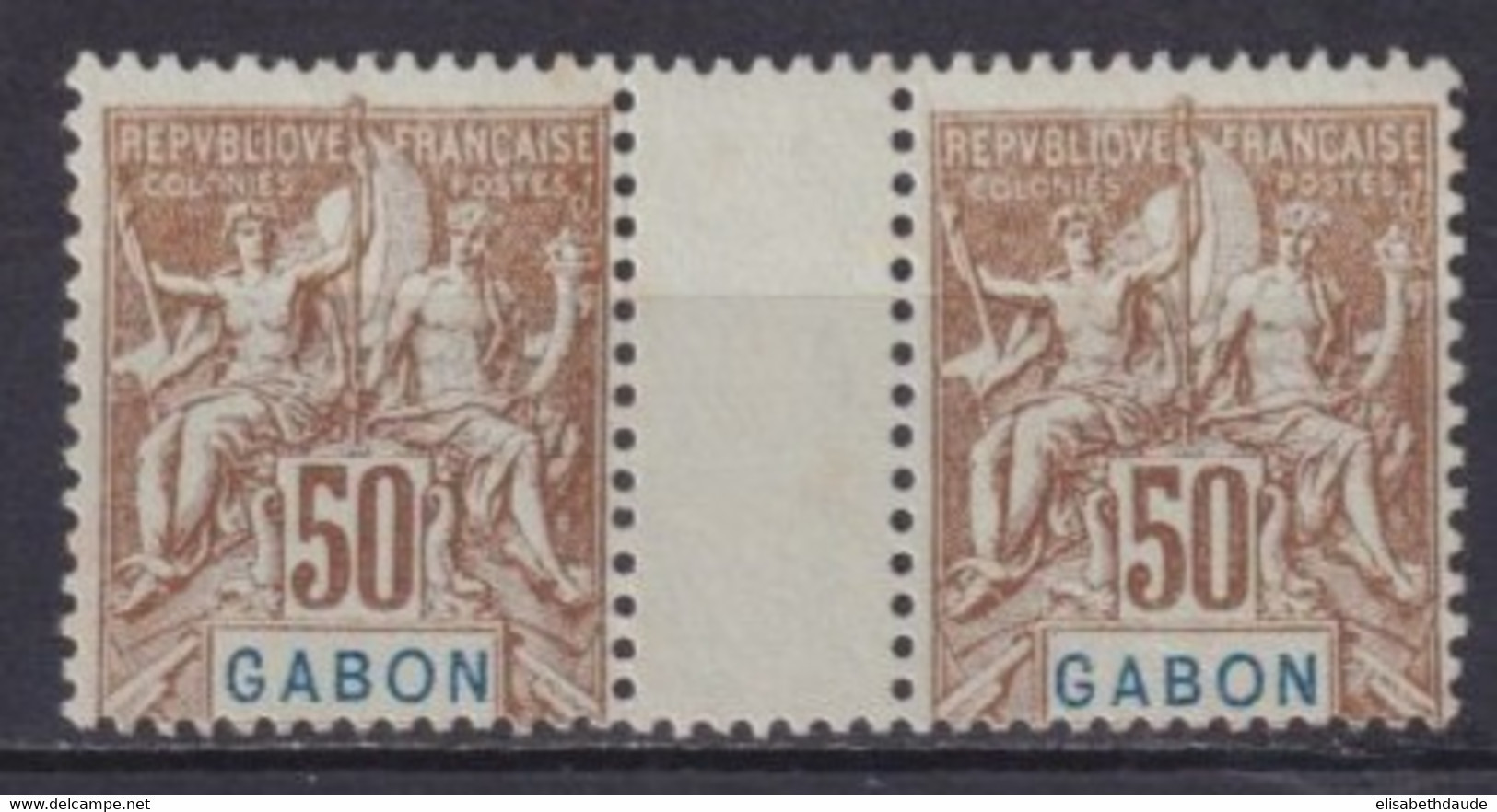 GABON - 1904 - YVERT N° 28 EN PAIRE INTERPANNEAU ! NEUF SANS GOMME (*) - - Neufs