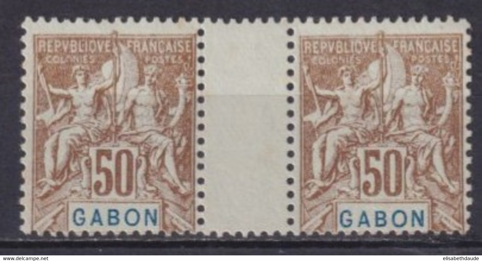 GABON - 1904 - YVERT N° 28 EN PAIRE INTERPANNEAU ! NEUF SANS GOMME (*) - - Unused Stamps