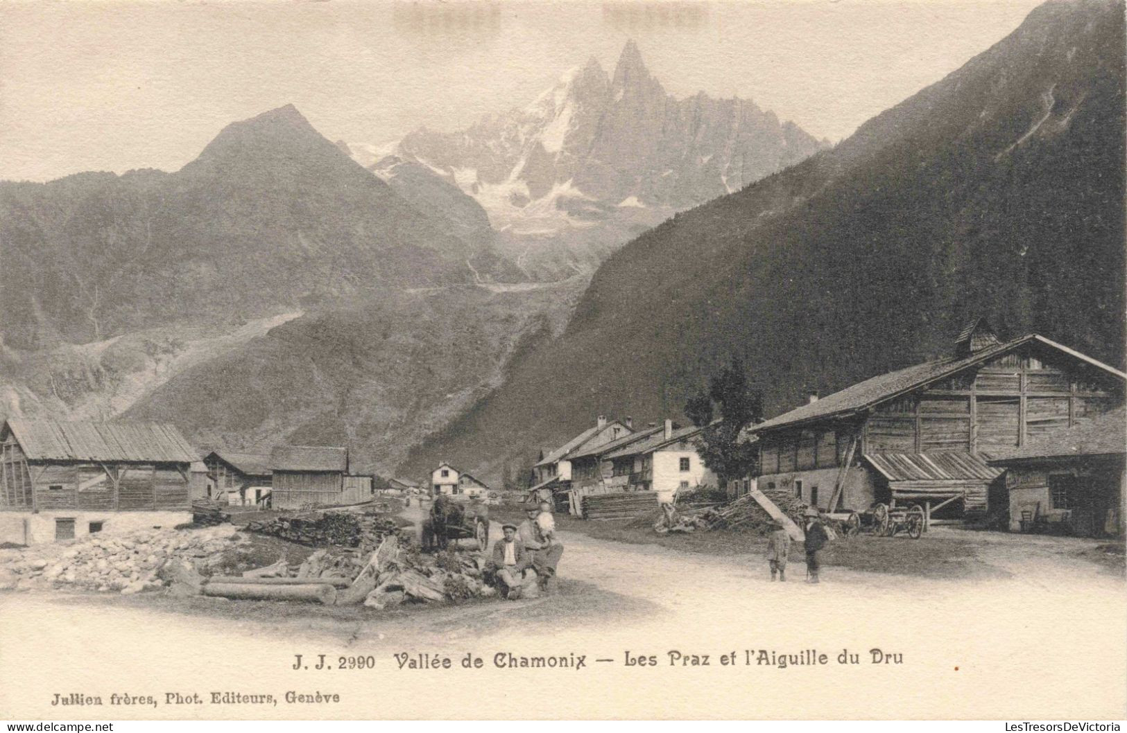 FRANCE - Vallée De Chamonix - Les Praz Et L'Aiguille Du Dru - Carte Postale Ancienne - Chamonix-Mont-Blanc