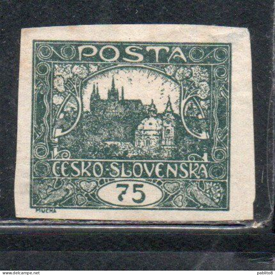 CZECH REPUBLIC REPUBBLICA CECA CZECHOSLOVAKIA CESKA CECOSLOVACCHIA 1919 HRADCANY AT PRAGUE 75h MH - Ongebruikt