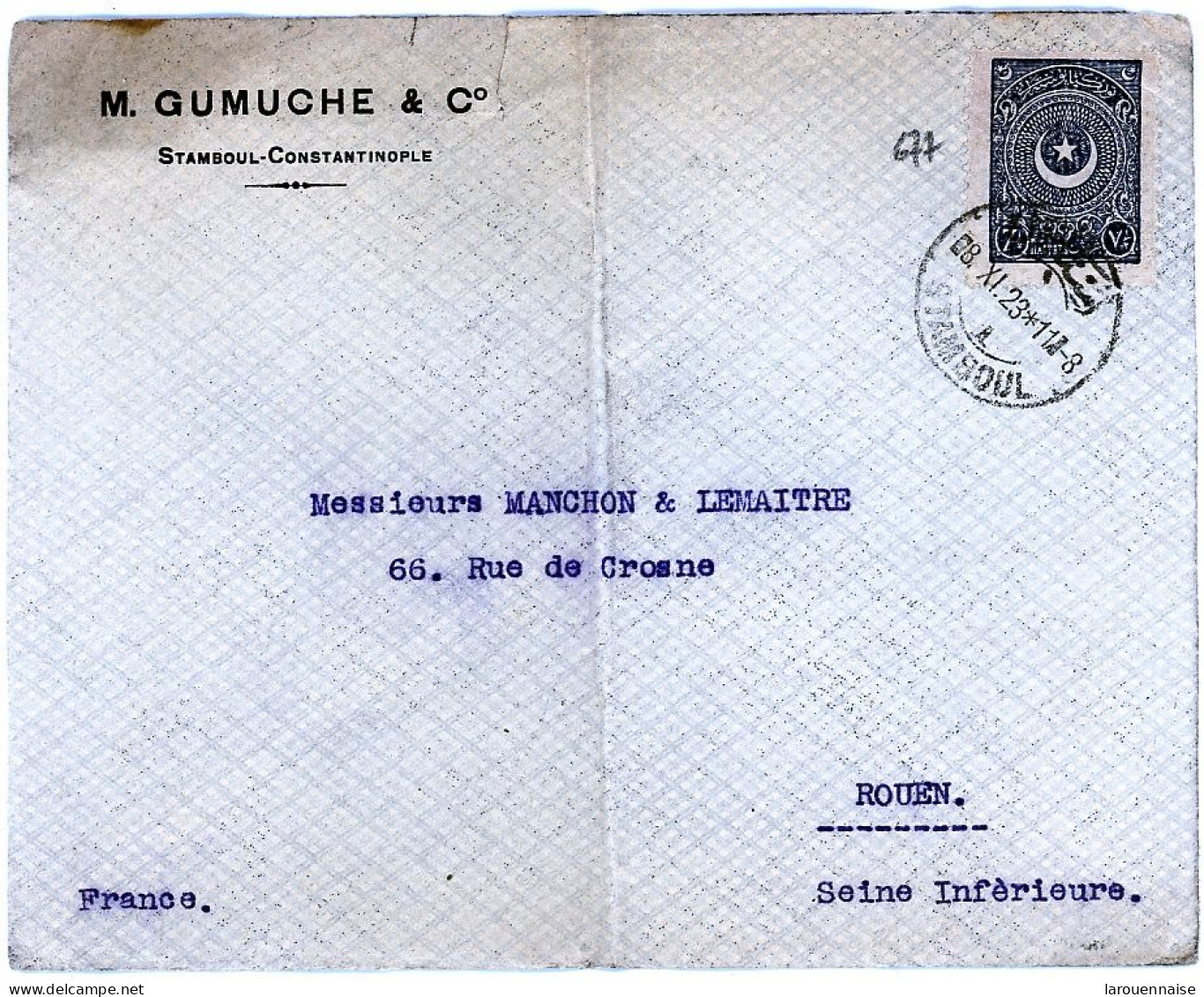 TURQUIE - N°677  / LETTRE POUR LA FRANCE -Cà D STAMBUL 08-XI-23 - Storia Postale